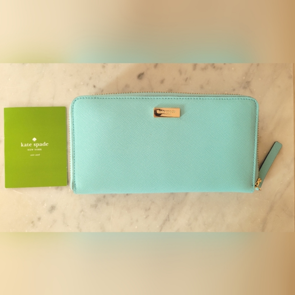 Kate Spade teal zip up wallet brand new